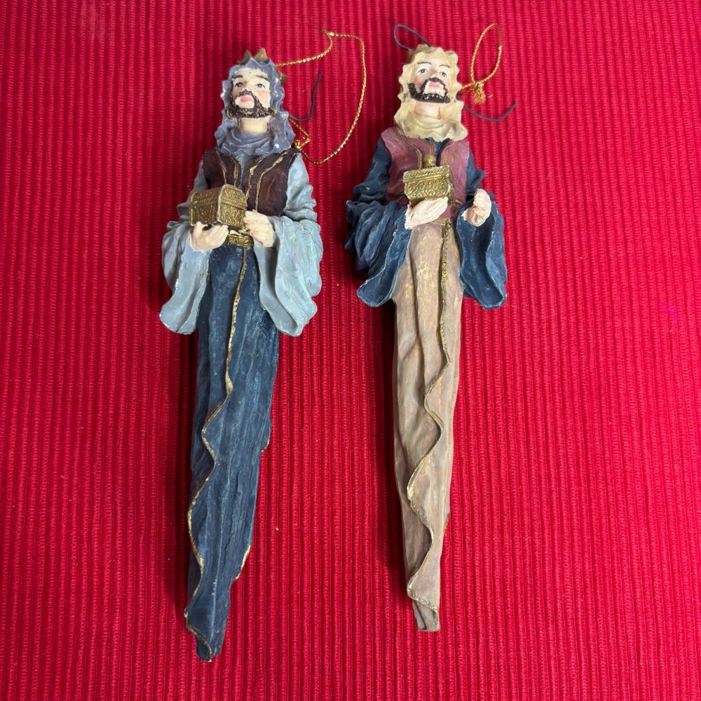 Christmas Wisemen Ornaments - Blue and Tan set of 2